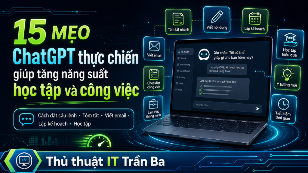 15 mẹo ChatGPT thực chiến giúp tăng năng suất học tập và công việc