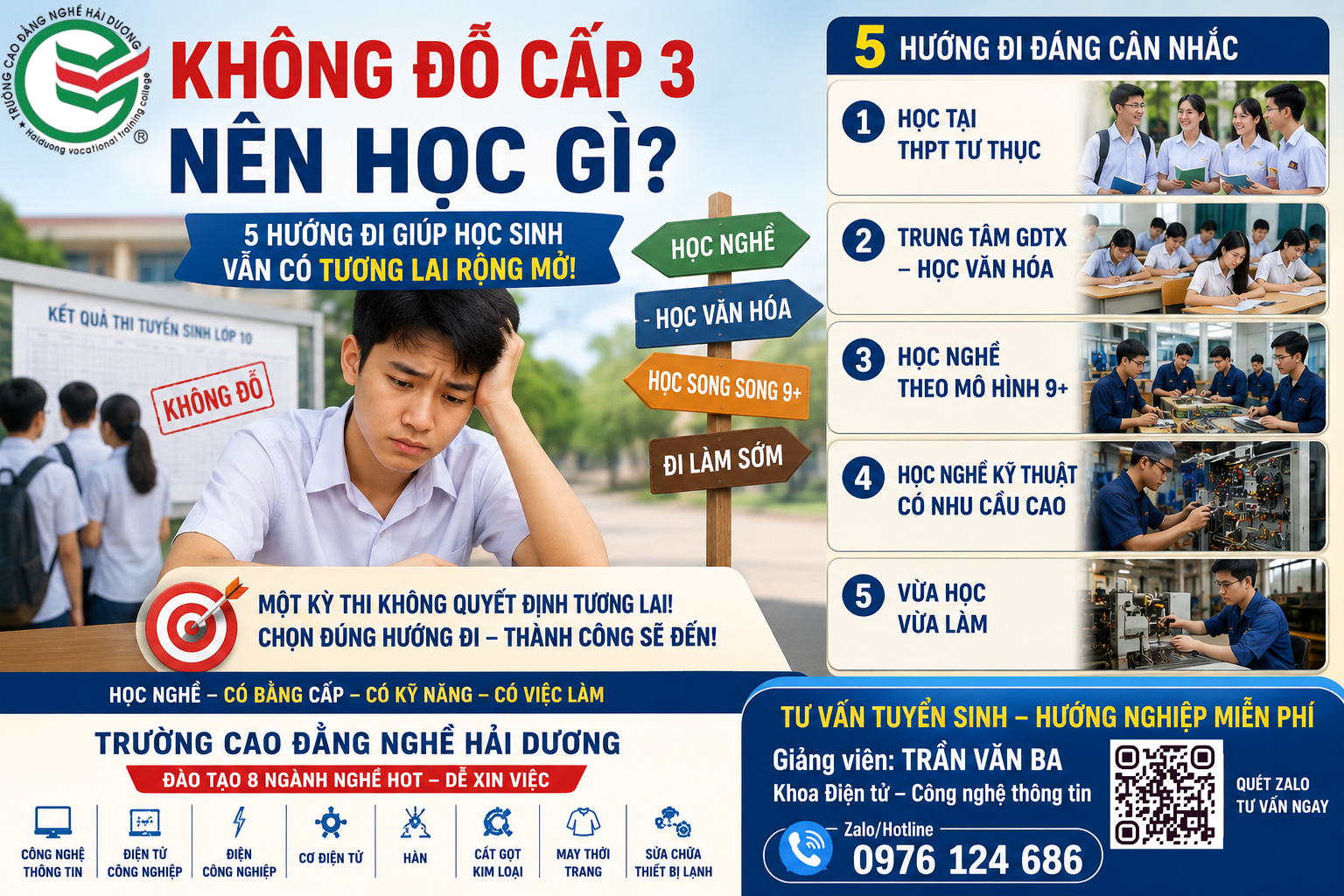 Không đỗ cấp 3 nên học nghề gì