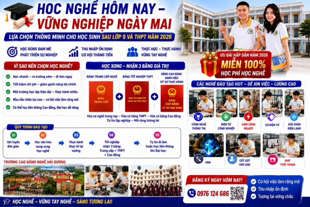 HỌC NGHỀ HÔM NAY – VỮNG NGHIỆP NGÀY MAI