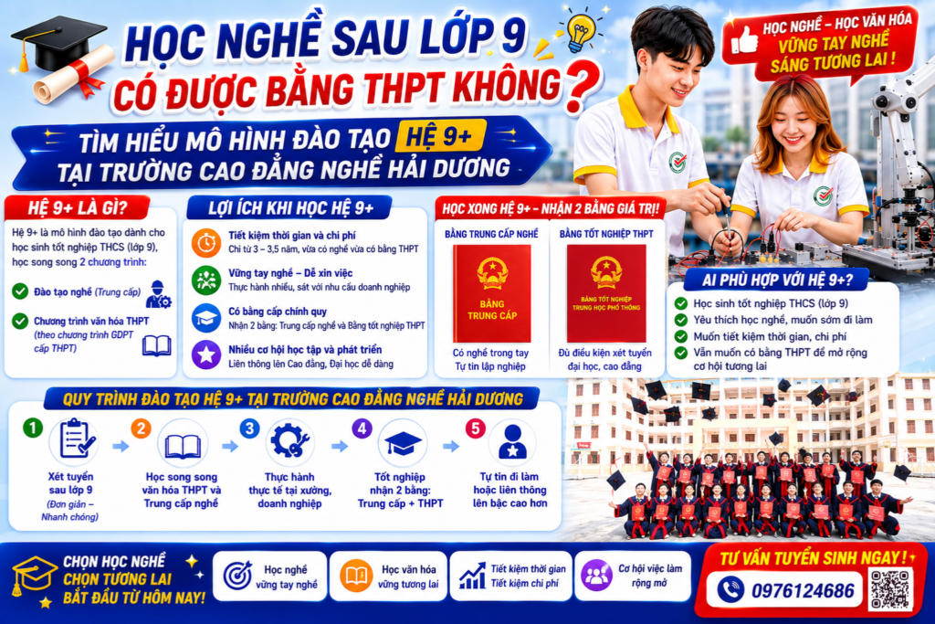 HỌC NGHỀ SAU LỚP 9 CÓ ĐƯỢC BẰNG THPT KHÔNG