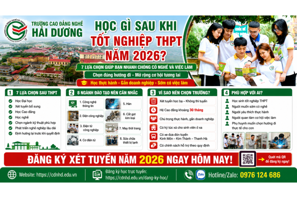 Học gì sau khi tốt nghiệp THPT năm 2026? 7 lựa chọn giúp bạn nhanh chóng có nghề và việc làm